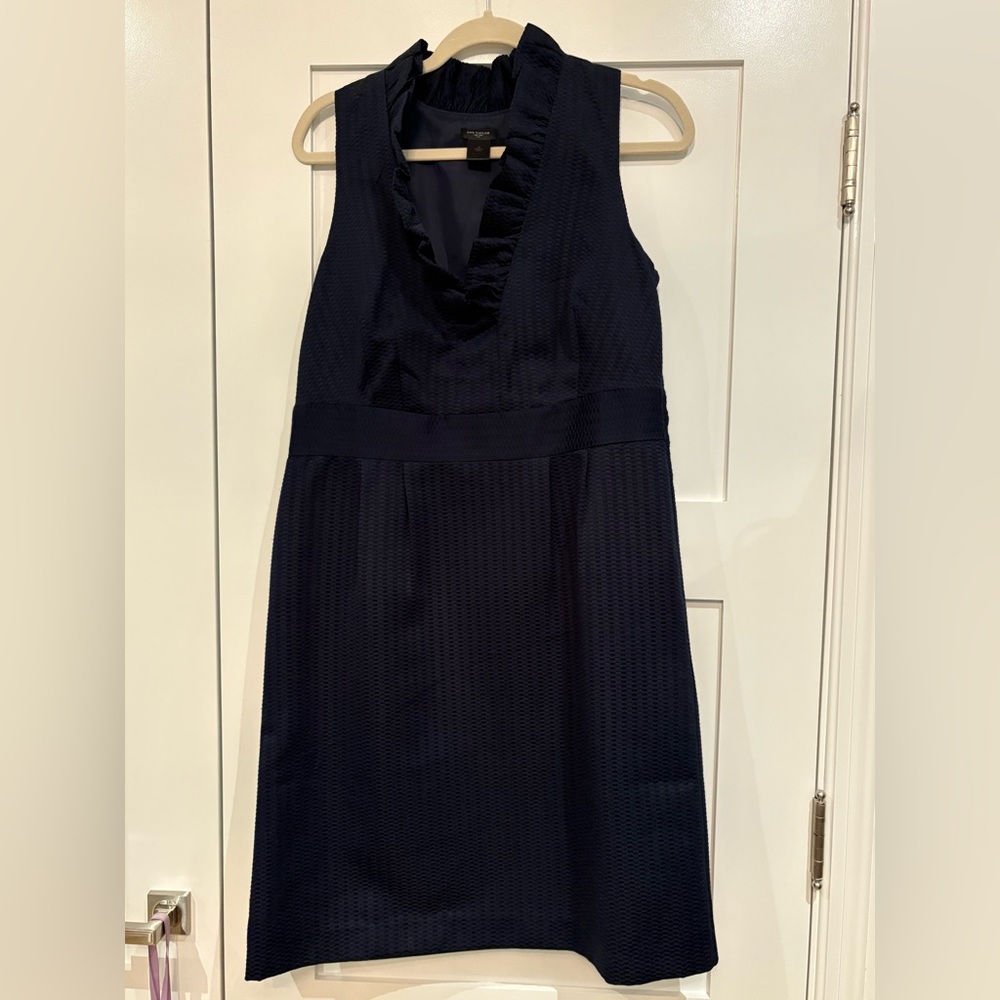Ann Taylor Navy Blue Halter A-line Midi Dress